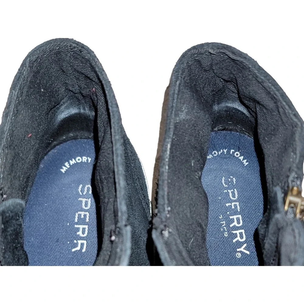 Sperry Top Sider Crest Lug Zone Womens Sz 10 M Black Suede Leather Shoes Sneaker